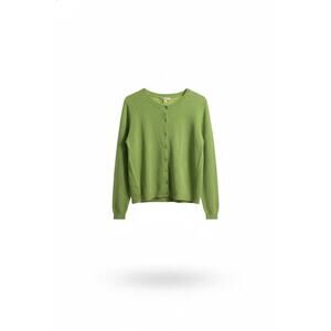 Simply Cashmere Cardigan Sweater 100% Cashmere Lime Green Crewneck XL NWT